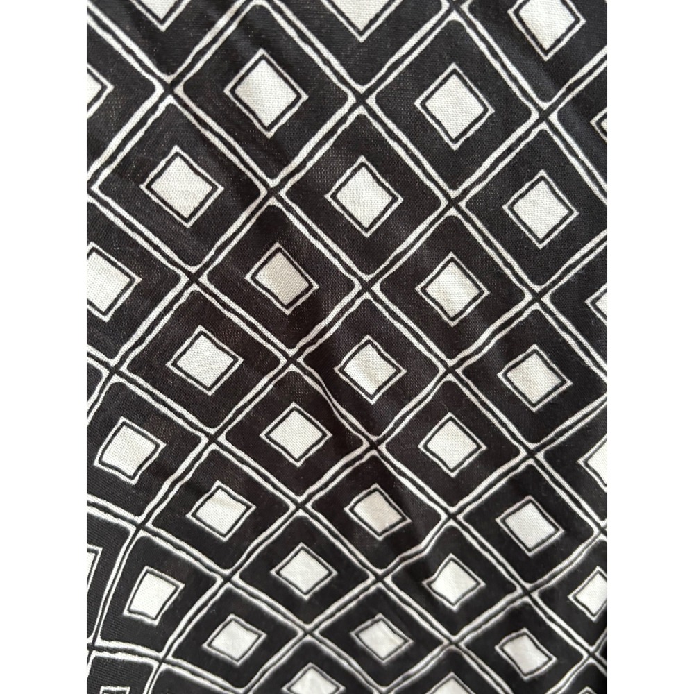 Shaquille O'Neal XLG Mens 3XLT Black White Geometric Diamond Rayon Button‎ Shirt